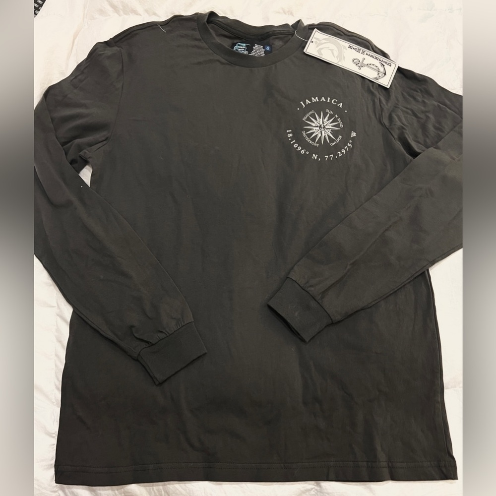 NWT Hammerhead Long Sleeve Gray Tee Shirt - Jamaica Fishing Boating Sun Surf (S)